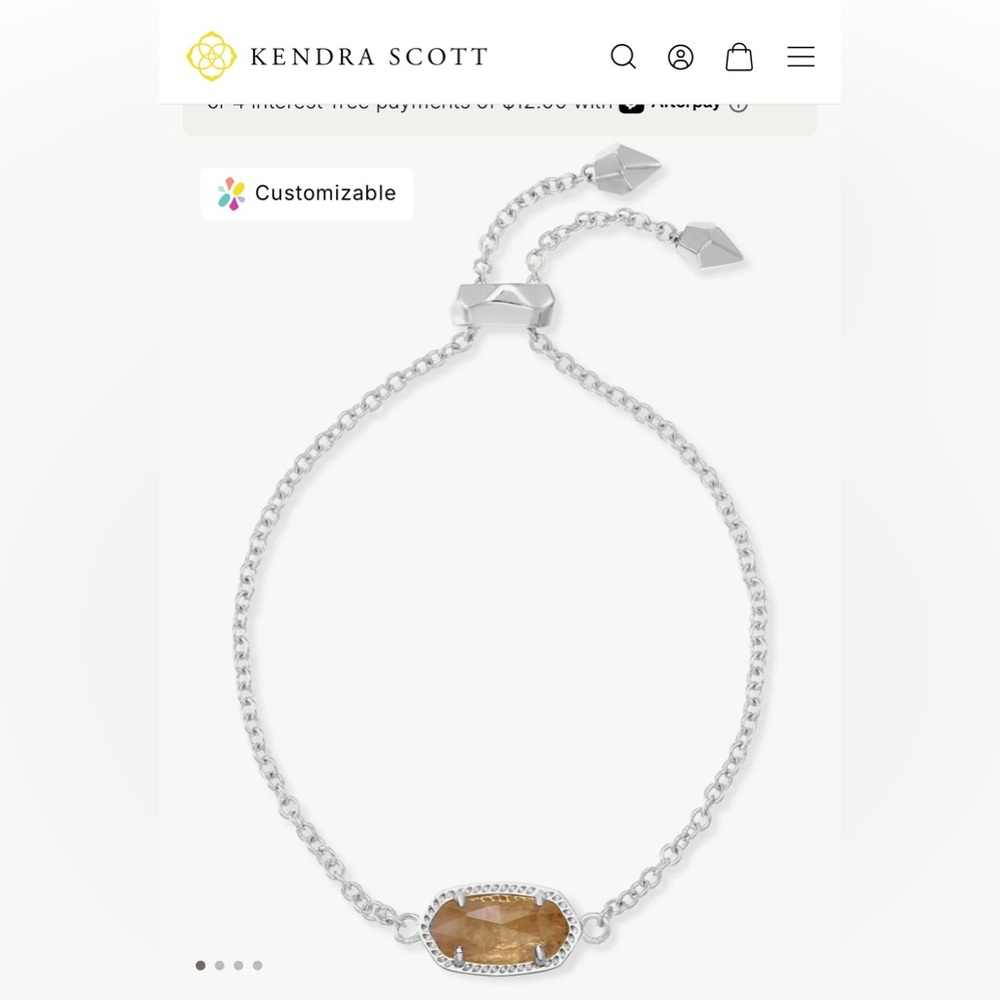 Kendra Scott Elaina Silver/Citrine adjustable Bracelet
